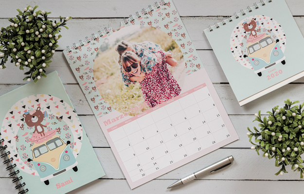 Boho Camp. Diseño de calendario personalizado de pared para descargar gratis y completar con tus fotos en el soft de compu!